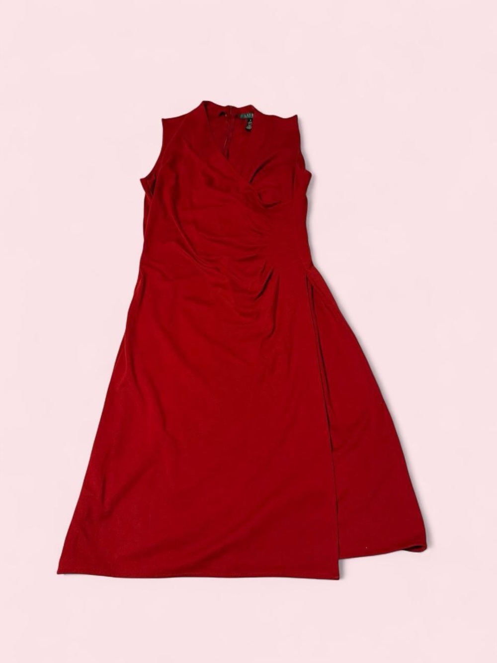 Lauren Ralph Lauren Sleeveless Red Wrap-Effect Mini Dress
